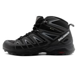 Buty trekkingowe męskie Salomon X Ultra Pioneer Mid Gtx Gore-tex. Czarne buty trekkingowe męskie Salomon, bez wzorów, z gore-texu, sportowe, za kostkę, bez obcasa, bez zapięcia. Za 698.00 zł.