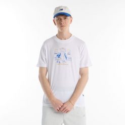 Koszulka męska New Balance MT61Y0XJWT – biała. Białe t-shirty sportowe męskie New Balance, m, bez wzorów, z bawełny, klasyczne, bez ramiączek. Za 109.99 zł.