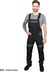 CORTON-B - Spodnie ochronne ogrodniczki CORTON, tkane 100% bawełna 260 g/m2 6 kieszeni elementy odlaskowe - czarno-szary 68. Brązowe długie spodnie sportowe męskie Reis, bez wzorów, z bawełny. Za 215.25 zł.