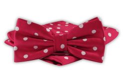 Mucha Męska z Poszetką - Alties - Czerwona w Grochy. Czerwone krawaty i muchy męskie Alties, bez wzorów, eleganckie. Za 54.00 zł.