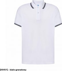 JHK PORA 210 - męskie polo z krótkim rękawem 100% stabilizowana bawełna, 200- 210g - biało-granatowy 2XL. Białe koszulki polo męskie JHK, m, bez wzorów, z bawełny, bez kołnierzyka, bez ramiączek. Za 34.87 zł.