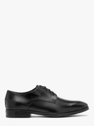 Czarne wizytowe półbuty męskie. Czarne eleganckie półbuty męskie Ryłko, ze skóry, klasyczne, bez obcasa, bez zapięcia. Za 429.99 zł.