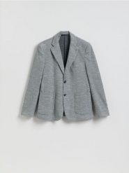 Dzianinowa marynarka slim fit - szary. Szare marynarki męskie Reserved, l, bez wzorów, z bawełny. Za 279.99 zł.