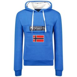Bluza Geographical Norway GADRIEN BLUE-WHITE DB MEN 054 błękit królewski. Białe bluzy nierozpinane męskie Geographical Norway, bez wzorów, z bawełny, sportowe, bez ramiączek, bez kaptura. Za 149.00 zł.