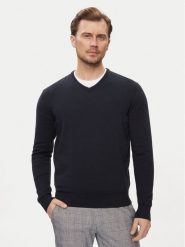 Bugatti Sweter 7300 95510 Granatowy Regular Fit. Niebieskie kardigany męskie Bugatti, m, bez wzorów, z bawełny, bez ramiączek. Za 319.99 zł.