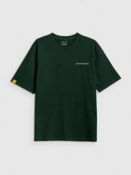 4F T-shirt loose z nadrukiem męski - zielony S. Zielone t-shirty męskie 4f, m, bez wzorów, z bawełny, bez kołnierzyka, bez ramiączek. Za 89.99 zł.