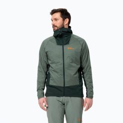 Kurtka przeciwdeszczowa męska Jack Wolfskin Alpspitze Ins Hybrid. Zielone kurtki męskie Jack Wolfskin, m, bez wzorów, sportowe, bez ramiączek, bez kaptura. Za 719.99 zł.