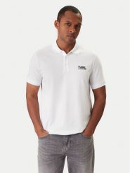 KARL LAGERFELD Polo 745780 561235 Biały Regular Fit. Białe koszulki polo męskie KARL LAGERFELD, l, bez wzorów, z bawełny, bez kołnierzyka, bez ramiączek. Za 309.99 zł.