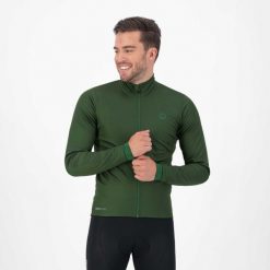 Dżersej z długim rękawem Rogelli Essential. Zielone kurtki softshell męskie Rogelli, xl, bez wzorów, z dżerseju, bez kaptura, rowerowe. Za 383.00 zł.