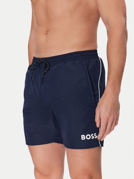 BOSS Szorty kąpielowe Starfish 50514429 Granatowy Regular Fit. Niebieskie kąpielówki męskie Boss, m, bez wzorów, z syntetyku. Za 239.99 zł.