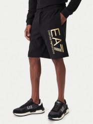 EA7 Emporio Armani Szorty sportowe 7M001414 AF22266 MC004 Czarny Regular Fit. Czarne szorty sportowe męskie EA7 Emporio Armani, bez wzorów, z bawełny, sportowe. Za 409.99 zł.