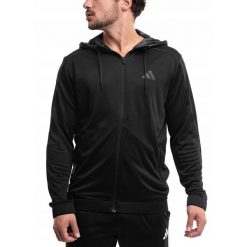 Bluza Męska Z Kapturem adidas Rozsuwana Sportowa Dresowa Treningowa r. XL. Czarne bluzy rozpinane męskie ADIDAS, m, bez wzorów, z dresówki, sportowe, bez ramiączek, z kapturem. Za 223.00 zł.
