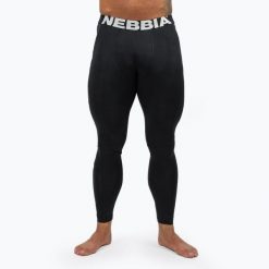 Legginsy NEBBIA Discipline. Czarne legginsy męskie Nebbia, bez wzorów, na fitness i siłownię. Za 239.99 zł.