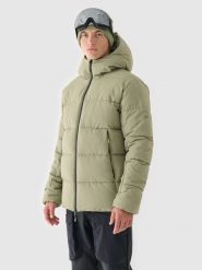 4F Kurtka narciarska membrana 5000 męska - khaki S. Brązowe kurtki narciarskie i snowboardowe męskie 4f, na zimę, m, bez wzorów, z dzianiny, z kapturem, narciarskie. W wyprzedaży za 249.99 zł.