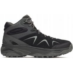 Buty hikingowe dla mężczyzn Merrell YOKOTA 3 MID GTX. Czarne buty zimowe męskie Merrell, bez wzorów, z gore-texu, sportowe, bez obcasa, bez zapięcia. Za 509.99 zł.
