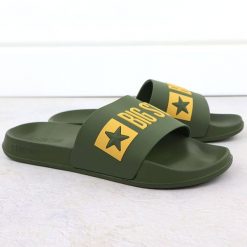 Klapki męskie plażowe basenowe zielone Big Star SS174360. Zielone klapki i japonki męskie Big Star, bez wzorów, z materiału. Za 79.99 zł.