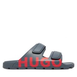 Klapki HUGO. Szare klapki i japonki męskie Hugo, bez wzorów. Za 269.99 zł.