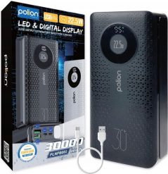 Powerbank 30000mAh 22,5W USB-C USB-A micro-USB LCD PD QC szybkie ładowanie. Powerbanki Polion. Za 127.92 zł.