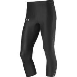 Spodnie w kolorze czarnym do biegania. Czarne spodnie dresowe męskie Under Armour, z materiału. W wyprzedaży za 99.95 zł.