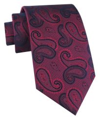 Jedwabny Krawat Męski - His Story - Głęboka Czerwień, Duże Paisley. Czerwone krawaty i muchy męskie His Story, bez wzorów, z jedwabiu, eleganckie. Za 115.00 zł.