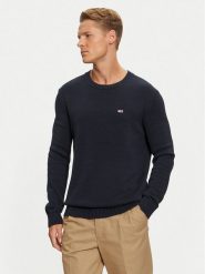 Tommy Jeans Sweter Essential DM0DM18370 Granatowy Slim Fit. Niebieskie kardigany męskie Tommy Jeans, m, bez wzorów, z bawełny, bez ramiączek. Za 239.99 zł.