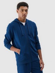 4F Bluza dresowa rozpinana z kapturem męska - turkusowa L. Niebieskie bluzy rozpinane męskie 4f, l, bez wzorów, z bawełny, sportowe, bez ramiączek, z kapturem. Za 169.99 zł.