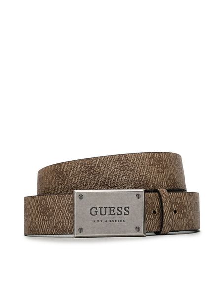 Guess Pasek Męski BM7778 P3435 Beżowy. Brązowe paski męskie Guess, z aplikacjami, ze skóry. Za 199.99 zł.