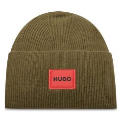 Czapka HUGO. Zielone czapki męskie Hugo, na zimę, bez wzorów. Za 269.99 zł.