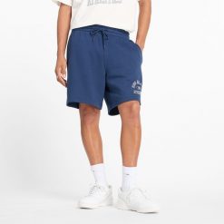 Spodenki męskie New Balance MS43506NNY – niebieskie. Niebieskie szorty sportowe męskie New Balance, bez wzorów, z bawełny, klasyczne. Za 99.99 zł.