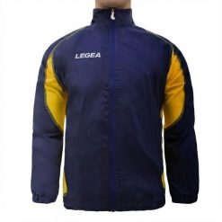 Kurtka przeciwdeszczowa Storm dla mężczyzn do biegania niebiesko-żółta. Niebieskie kurtki treningowe męskie Legea, m, bez wzorów, do biegania. W wyprzedaży za 60.00 zł.