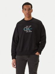 Calvin Klein Jeans Bluza Premium Monologo LV04RE200G Czarny Regular Fit. Czarne bluzy nierozpinane męskie Calvin Klein Jeans, l, bez wzorów, z bawełny, bez ramiączek, bez kaptura. Za 489.99 zł.