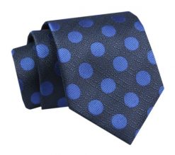 Krawat - ALTIES - Granat w Niebieskie Grochy. Niebieskie krawaty i muchy męskie Alties, bez wzorów, z tkaniny, eleganckie. Za 49.00 zł.