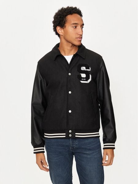 Jack & Jones Kurtka bomber Carter 12260455 Czarny Regular Fit. Czarne kurtki męskie Jack & Jones, m, bez wzorów, z syntetyku, bez ramiączek, bez kaptura. Za 239.99 zł.