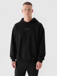 4F Bluza dresowa oversize z kapturem męska 4F x Robert Lewandowski - czarna XL. Czarne bluzy nierozpinane męskie 4f, m, bez wzorów, z bawełny, klasyczne, bez ramiączek, z kapturem. W wyprzedaży za 119.99 zł.