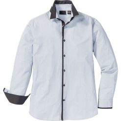 Koszula Regular Fit bonprix jasnoszary w paski. Szare koszule męskie bonprix, w paski, z kontrastowym kołnierzykiem. Za 109.99 zł.