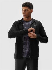 4F Bluza treningowa rozpinana z kapturem męska - czarna S. Czarne bluzy rozpinane męskie 4f, l, bez wzorów, z dzianiny, sportowe, bez ramiączek, z kapturem. W wyprzedaży za 139.99 zł.