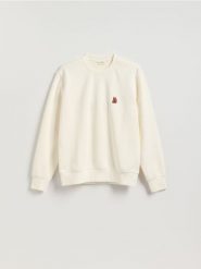 Bluza z haftem - złamana biel. Bluzy nierozpinane męskie Reserved, l, bez wzorów, z bawełny, bez ramiączek, bez kaptura. Za 129.99 zł.