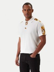 Versace Jeans Couture Polo 80GAG6R1 JS549 Biały Regular Fit. Białe koszulki polo męskie Versace Jeans Couture, l, bez wzorów, z bawełny, bez kołnierzyka, bez ramiączek. Za 939.99 zł.