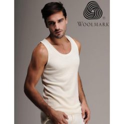Koszulka termoaktywna męska 100% wełna merino bez rękawów Woolona. Białe bielizna termoaktywna męska WOOLONA, l, bez wzorów, z wełny, bez ramiączek. W wyprzedaży za 162.00 zł.