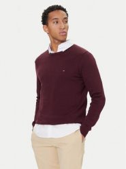 Tommy Hilfiger Sweter Essential Ssnl MW0MW39999 Bordowy Regular Fit. Czerwone kardigany męskie Tommy Hilfiger, l, bez wzorów, z bawełny, bez ramiączek. Za 379.99 zł.