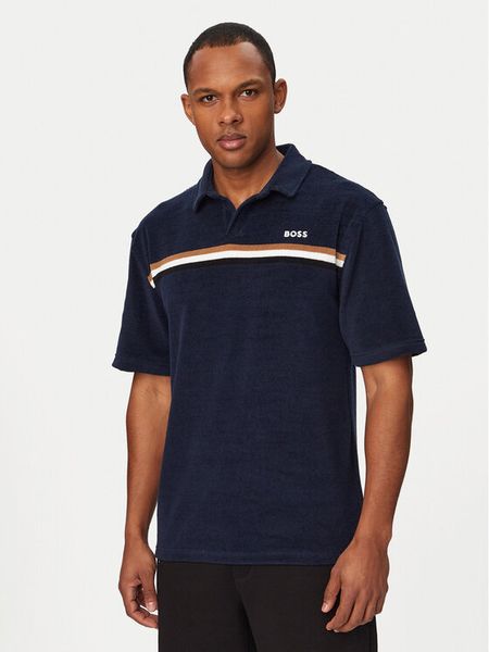 BOSS Polo Iconic 50561186 Granatowy Regular Fit. Niebieskie koszulki polo męskie Boss, m, bez wzorów, z bawełny, bez kołnierzyka, bez ramiączek. Za 379.99 zł.