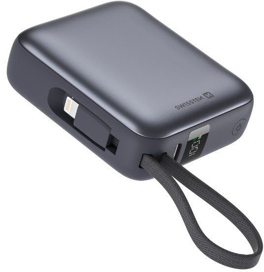 Swissten Power Bank 10000 mAh with Built-In Cables USB-C and Lightning. Powerbanki SWISSTEN. Za 129.35 zł.