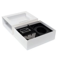Pasek Męski Emporio Armani. Czarne paski męskie Emporio Armani, bez wzorów. Za 809.99 zł.