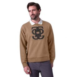 Bluza PS of Sweden Carl Monogram. Brązowe bluzy nierozpinane męskie PS OF SWEDEN, bez wzorów, sportowe, bez ramiączek, bez kaptura. Za 418.50 zł.