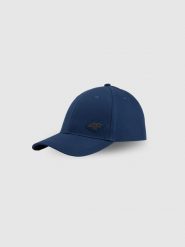 4F Czapka z daszkiem strapback męska - granatowa S/M (58cm). Niebieskie czapki męskie 4f, bez wzorów, z bawełny, sportowe. Za 69.99 zł.