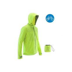 Kurtka Przeciwdeszczowa Na Rower Miejski 500 Męska. Żółte kurtki męskie B'TWIN, z materiału. Za 149.99 zł.