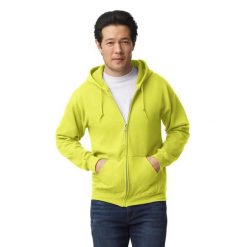 Bluza Z Kapturem Dla Dorosłych Unisex Heavy Blend Full Zip. Zielone bluzy nierozpinane męskie GILDAN, m, bez wzorów, bez ramiączek, z kapturem. Za 122.99 zł.