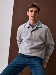 Bluza z kołnierzykiem - szary. Szare bluzy nierozpinane męskie Sinsay, l, bez wzorów, bez ramiączek, bez kaptura. Za 59.99 zł.