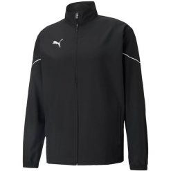 Kurtka do piłki nożnej męska Puma teamRISE Sideline. Czarne kurtki męskie Puma, m, bez wzorów, bez ramiączek, bez kaptura. Za 224.50 zł.