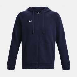 Męska bluza z kapturem fitness Under Armour Rival Fleece. Niebieskie bluzy nierozpinane męskie Under Armour, m, bez wzorów, z dresówki, z kapturem. Za 373.10 zł.